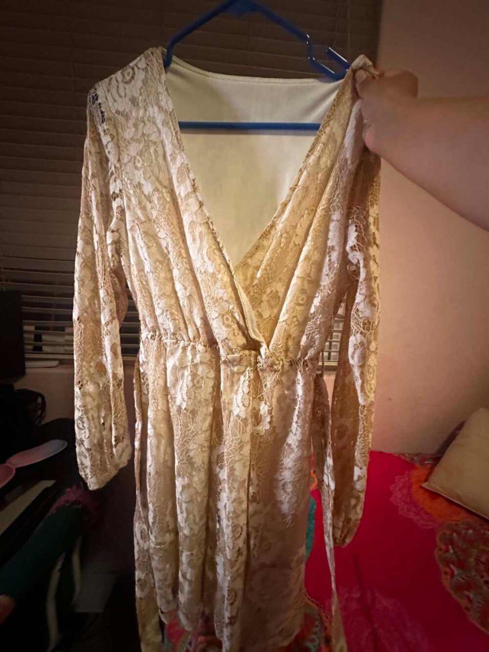 Midi Cream/Beige V neck Dress